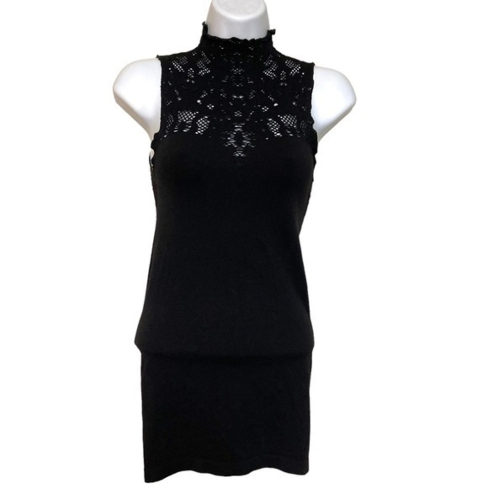 intimately free XS/S spandex mock neck witchycore tank‎ lacey cutout sheer back